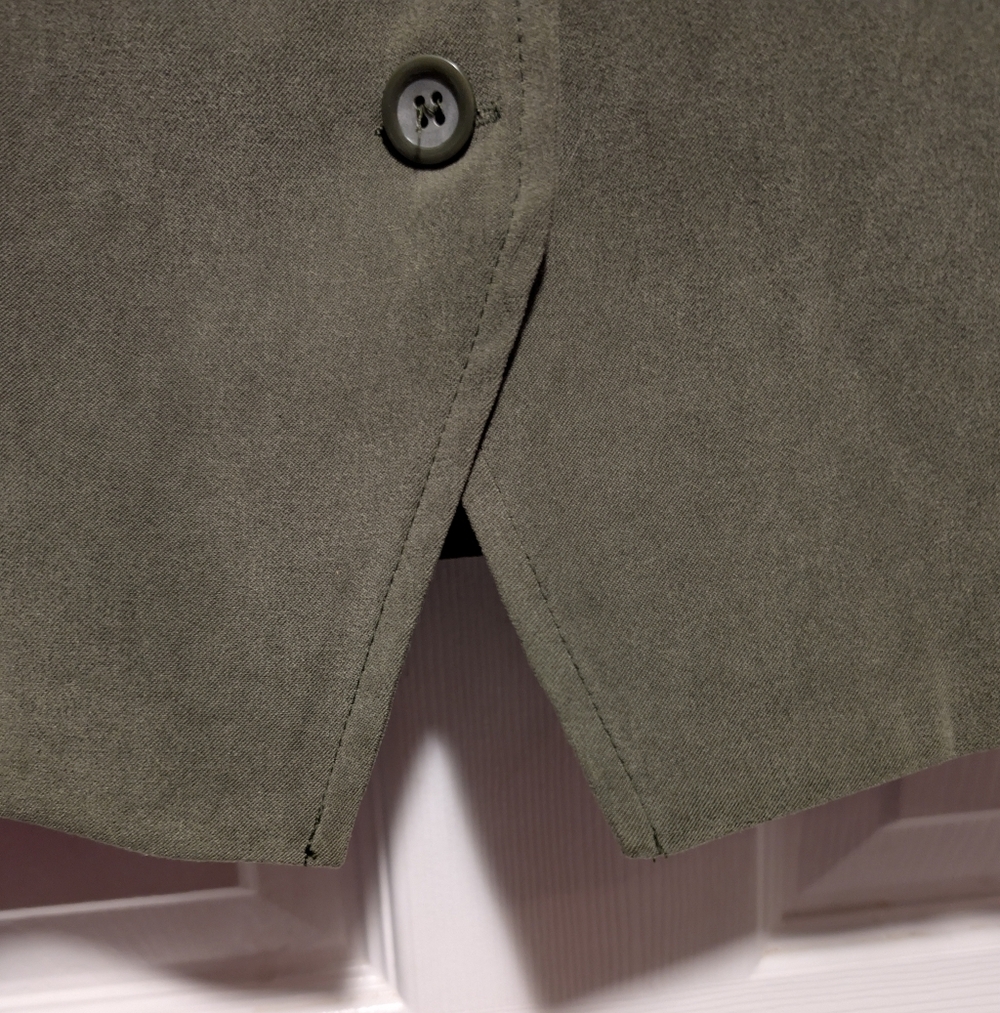 Requirements Woman Olive Faux Suede Button Front Jacket Blazer 1X Whipstich - Picture 6 of 9